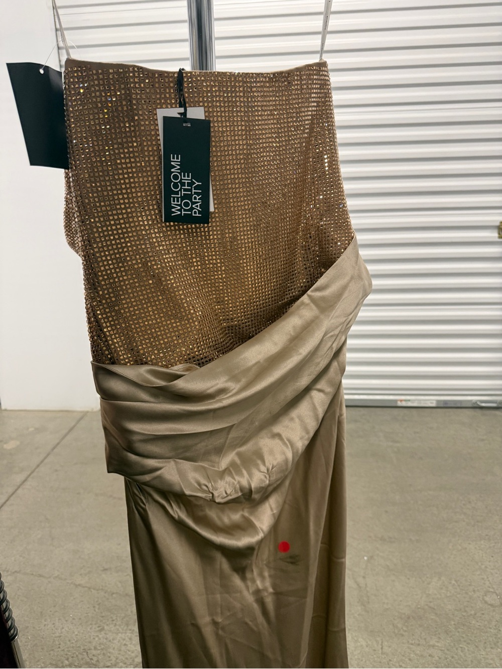 NWT $998 Retrofete Alexandra Crystal Sequin Corset Ruched Satin Maxi Dress XL - Picture 4 of 4